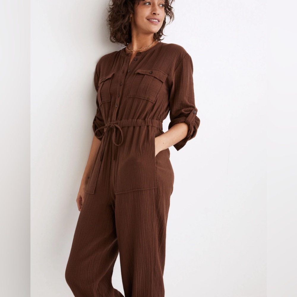 Madewell Lightspun Tapered-Leg Jumpsuit Brown Size 00